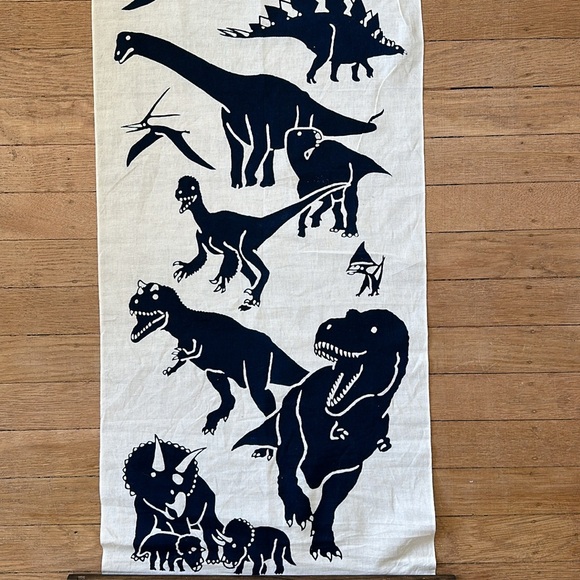 New Japanese Tenugui artisan dinosaur print cotton wood scroll wall hanging art - Picture 4 of 9